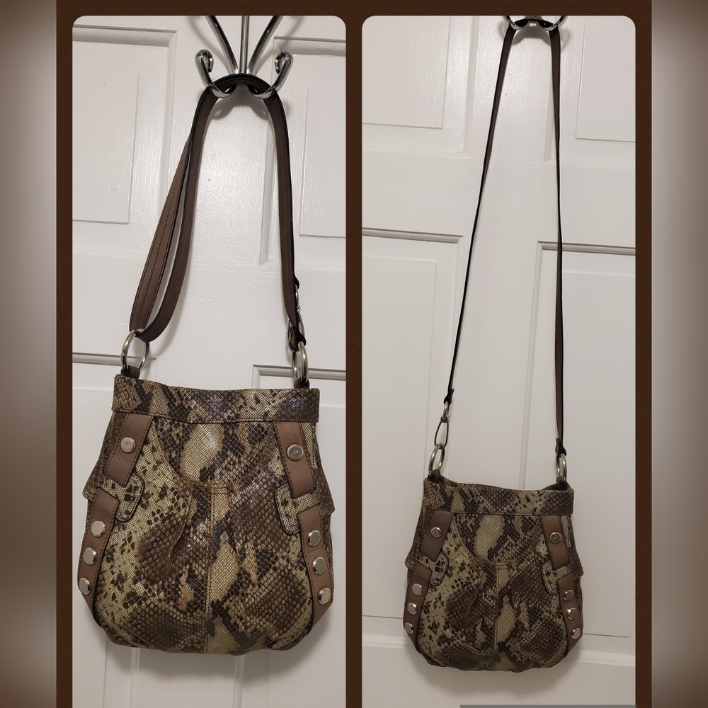 B. MAKOWSKY Snakeprint Leather Crossbody/Shoulder Bag